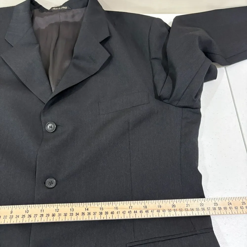 Ermenegildo Zegna Tessuto Charcoal Superfine Wool Blazer Sport Coat Men 56 Italy